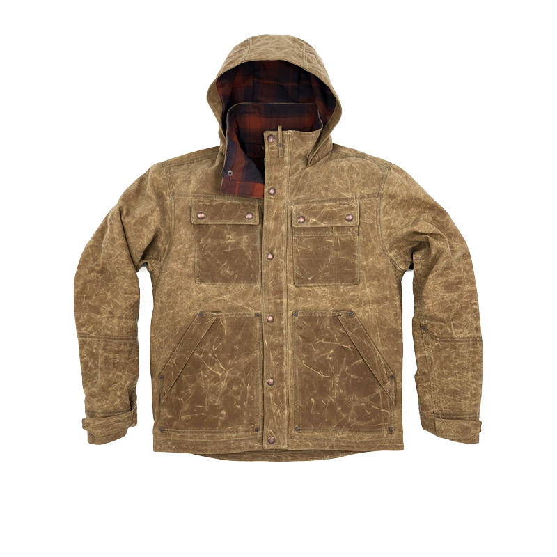 Waxed canvas sales jacket with hood
